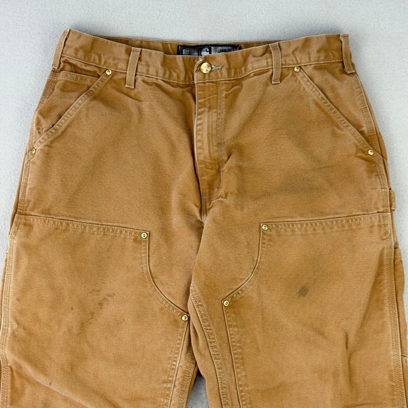Carhartt Double Knee Pants B01-BRN Mens 36x30 Loose Original Duck Canvas Faded